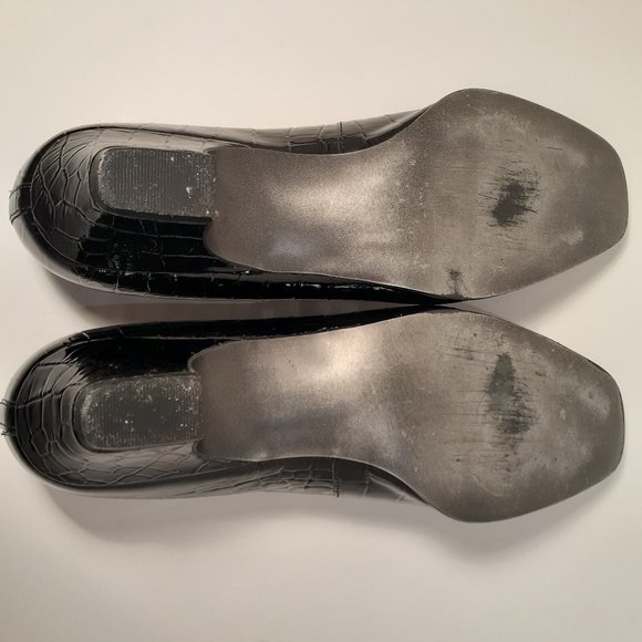 NATURALIZER PATENT BLACK LEATHER Slip on reptile print Sz 7 EUC - Picture 7 of 9